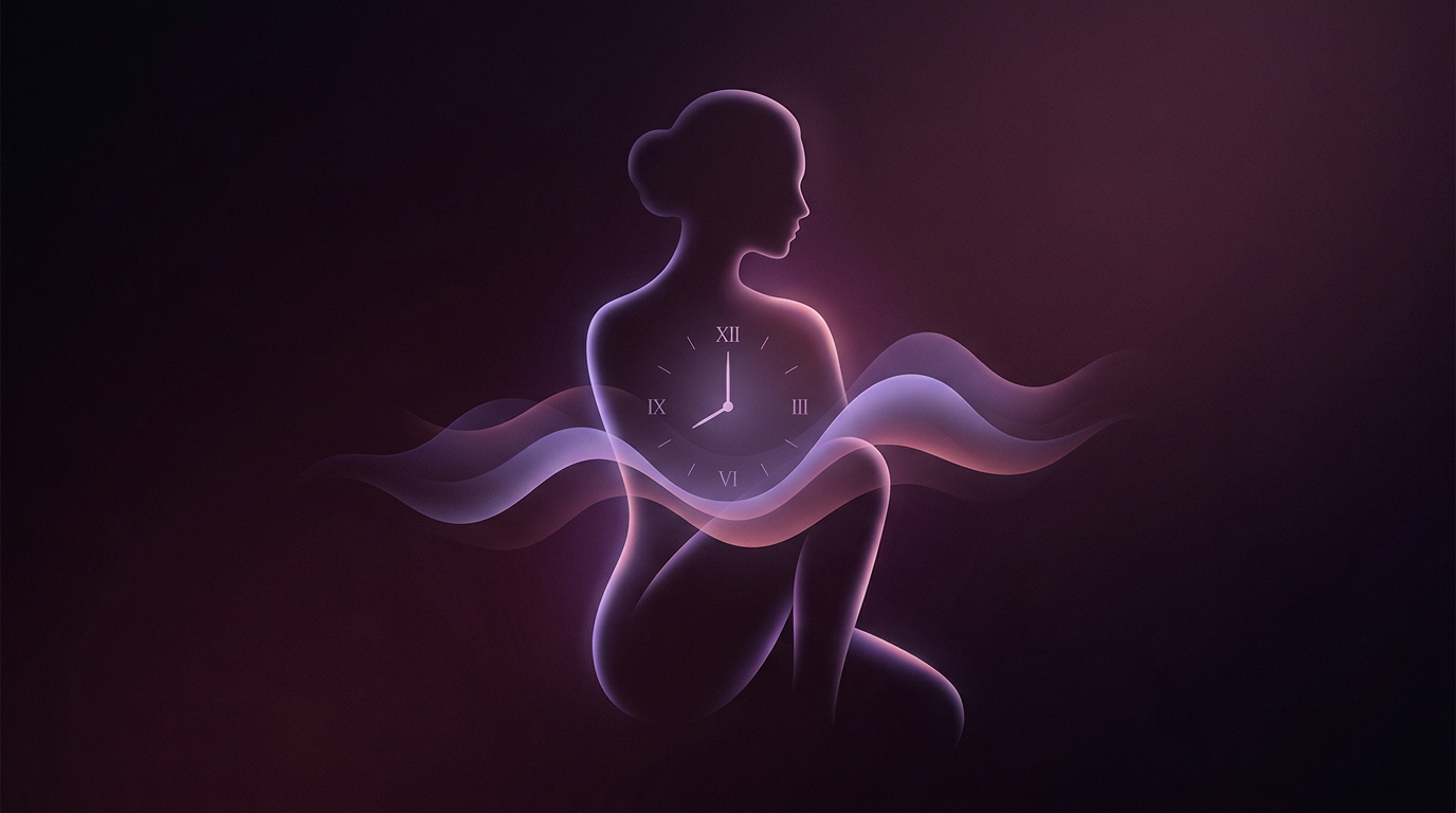 Silhouette abstraite avec horloge et vagues hormonales