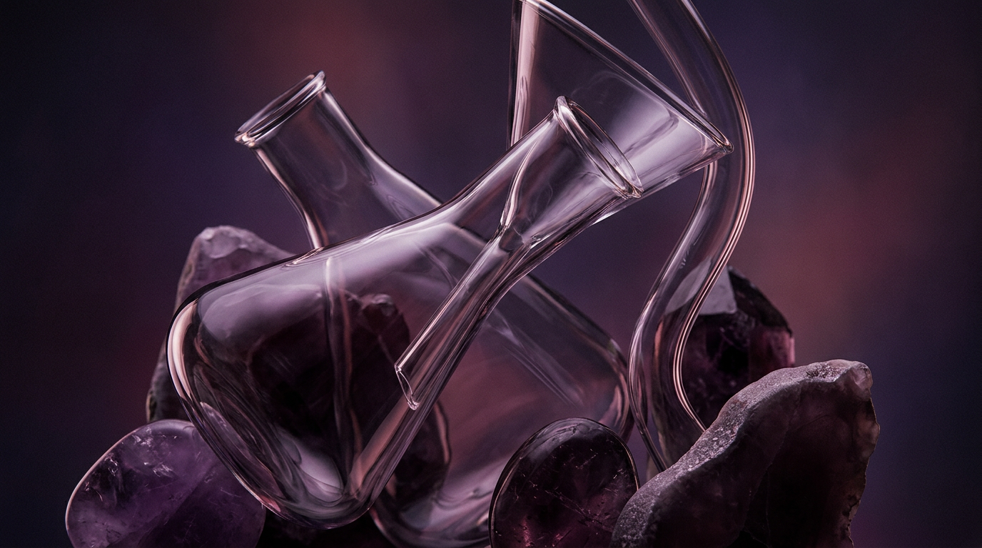 Verrerie abstraite sur dégradé violet et rose sombre